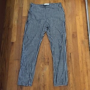 black mad white plaid pants